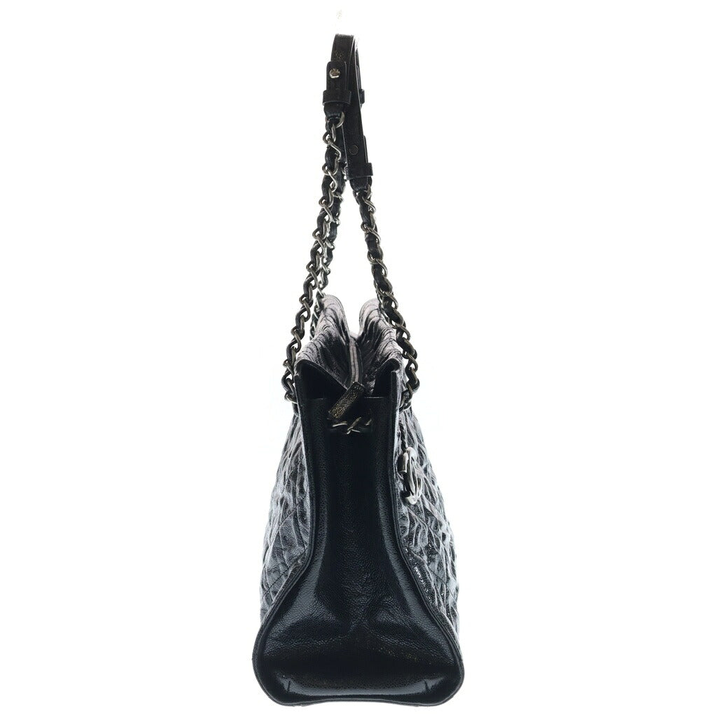 CHANEL(シャネル) マトラッセ キャビアスキン レザー チェーントート バッグ ブラック シルバー金具 18番台