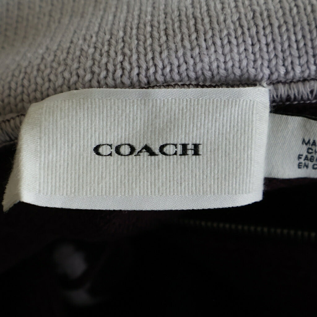COACH(コーチ) ロゴ刺繍セーラーカラー ジップアップニットパーカー カーディガン ボルドー ワインレッド 132154