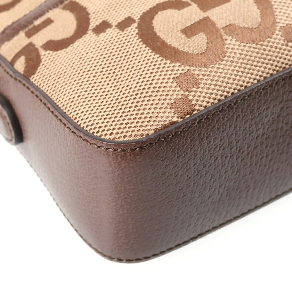 GUCCI(グッチ) ジャンボGG シェリーライン メッセンジャーバッグ ショルダーバッグ キャンバス×レザー ベージュ×ブラウン 675891