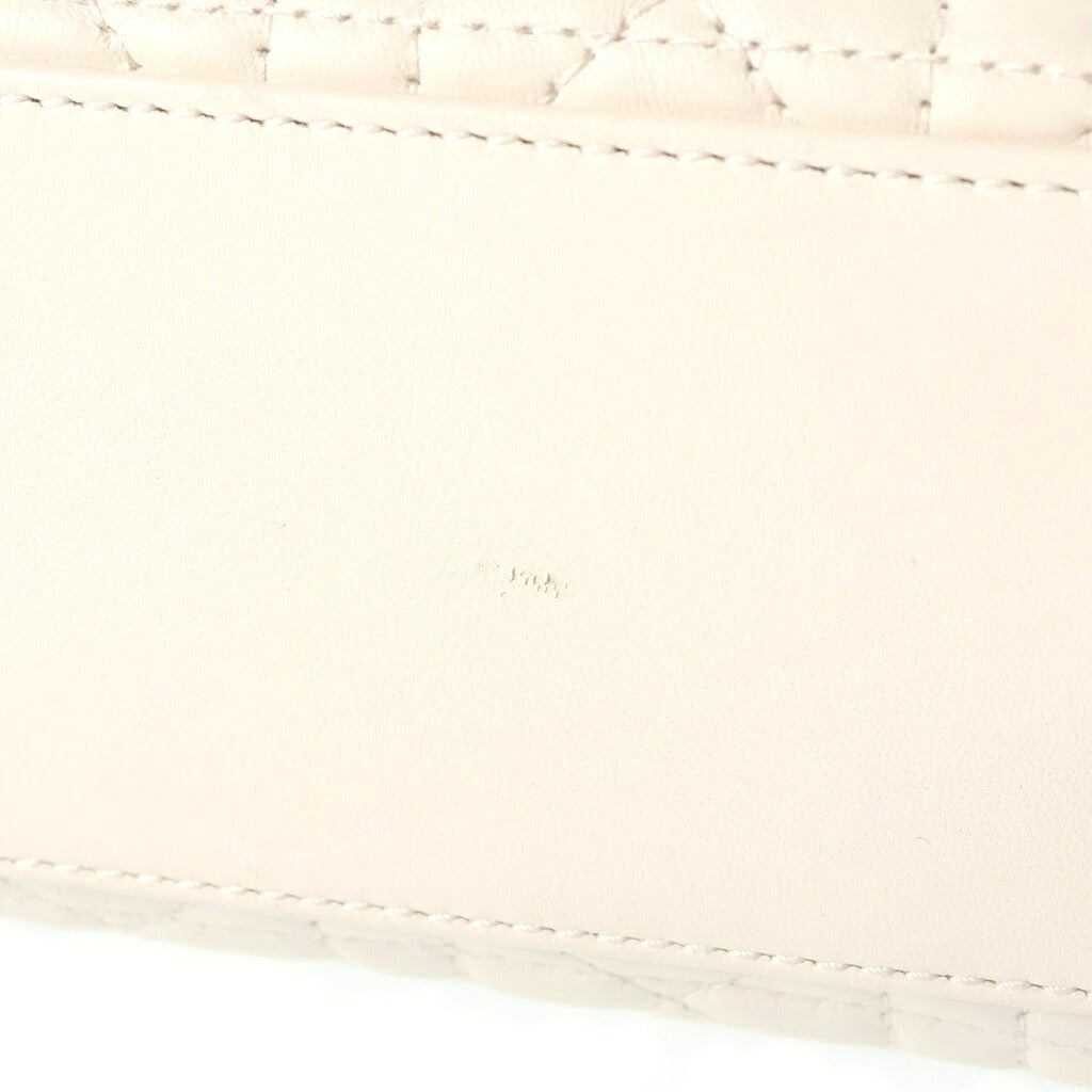 Christian Dior(クリスチャンディオール) マイレディディオール カナージュ スモール ラムスキン レザー 2WAY ハンド ショルダーバッグ ゴールド金具 ホワイト