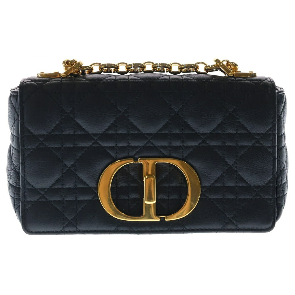 Christian Dior(クリスチャンディオール) カロ カナージュ スモール ラムスキン レザー チェーン ショルダーバッグ ゴールド金具 ブラック