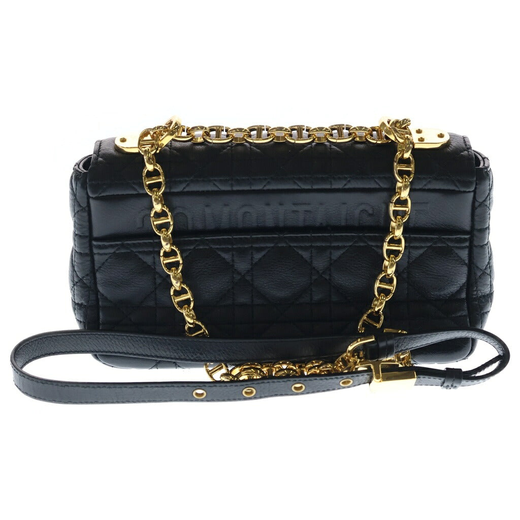 Christian Dior(クリスチャンディオール) カロ カナージュ スモール ラムスキン レザー チェーン ショルダーバッグ ゴールド金具 ブラック