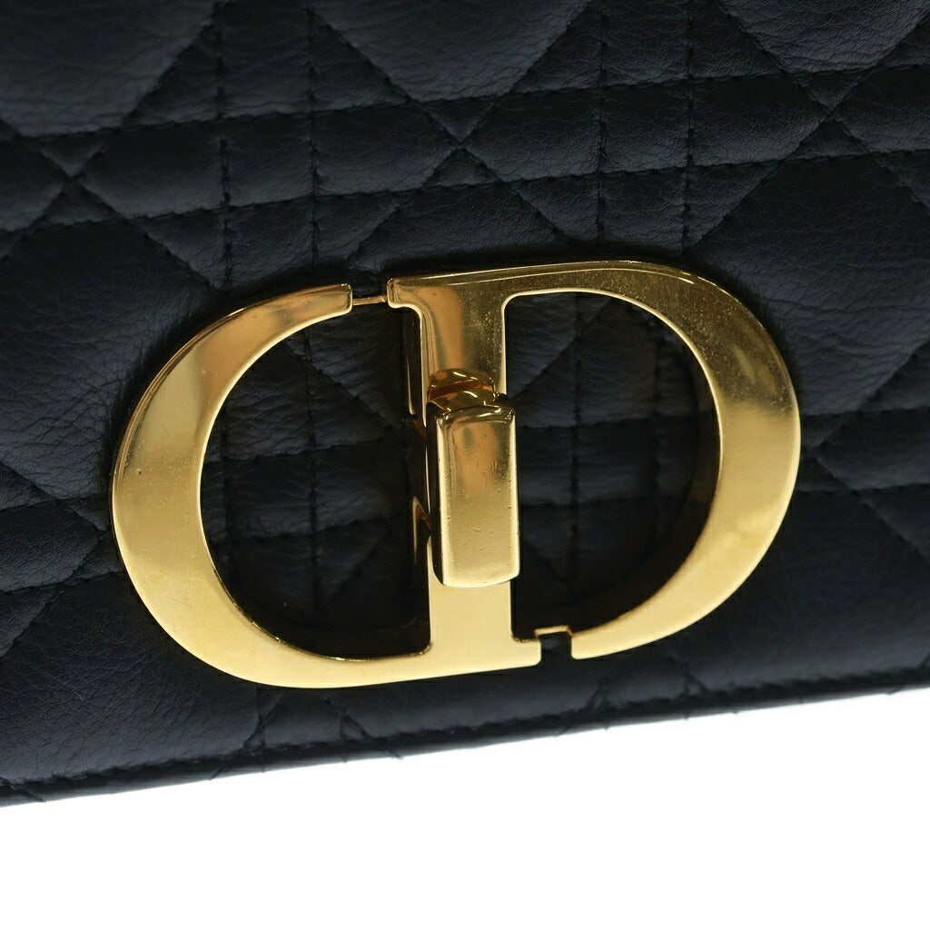 Christian Dior(クリスチャンディオール) カロ カナージュ スモール ラムスキン レザー チェーン ショルダーバッグ ゴールド金具 ブラック