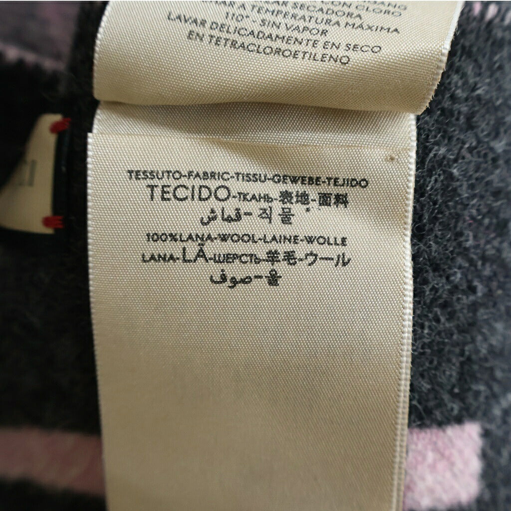 GUCCI(グッチ) GG総柄 リバーシブルタイプ・ストールネックウェア フリンジウールブランケット グレー×ピンク 553118