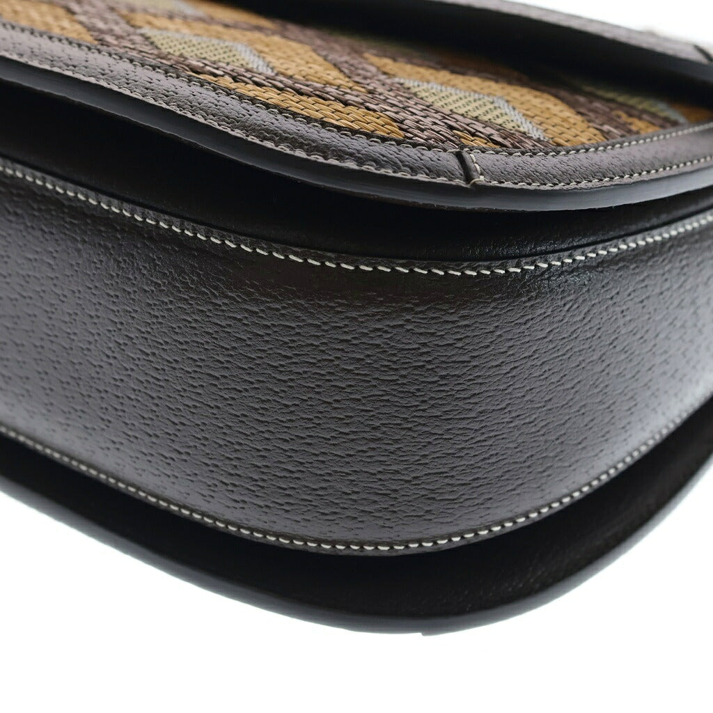 GUCCI(グッチ) バンブー1947 ラフィア レザー 2WAY ハンド ショルダーバッグ ゴールド金具 ブラウン 672206