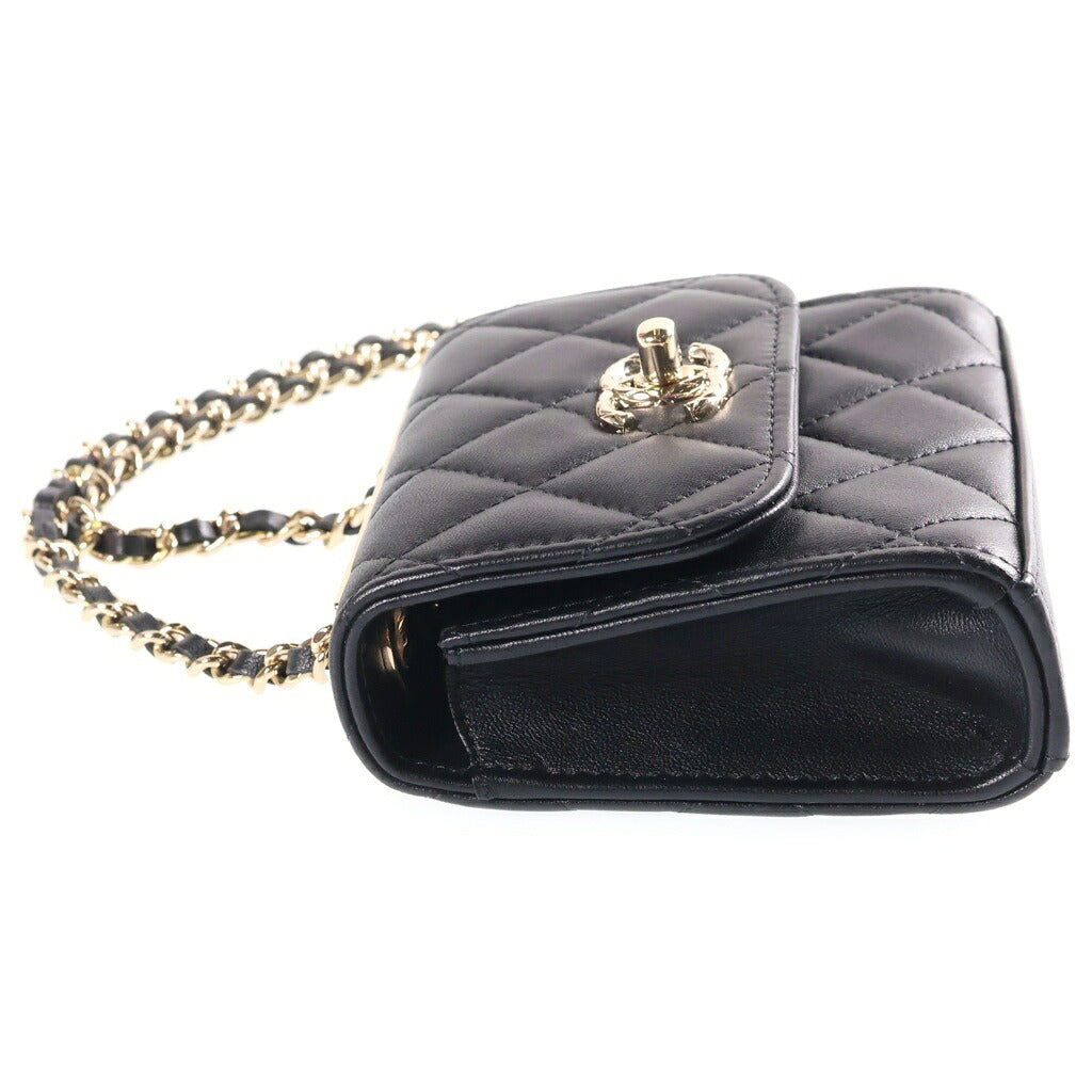 CHANEL(シャネル) マトラッセ ミニ トレンディCC チェーンショルダーポーチ ブラック ラムスキン ゴールド金具 A81633 31番台