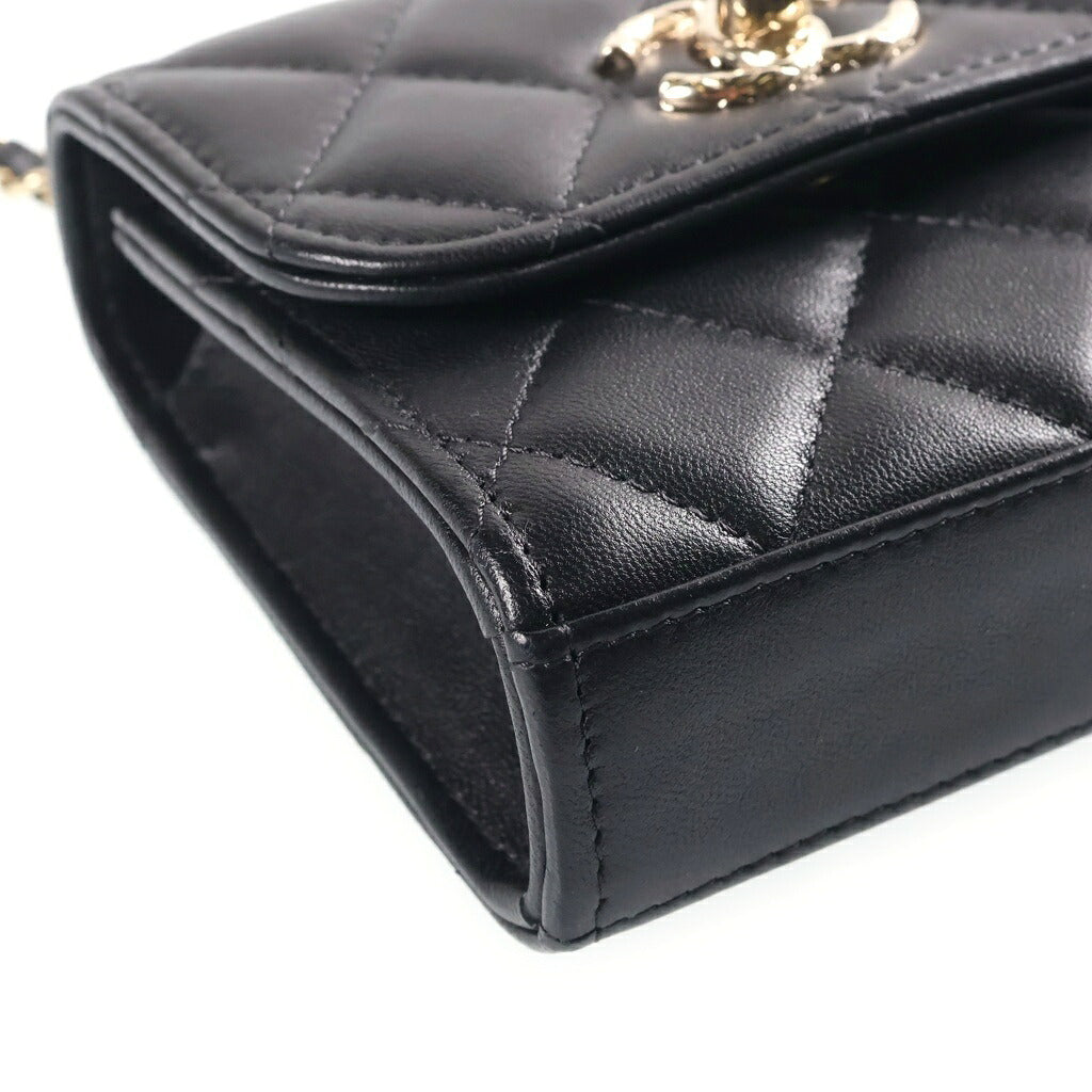 CHANEL(シャネル) マトラッセ ミニ トレンディCC チェーンショルダーポーチ ブラック ラムスキン ゴールド金具 A81633 31番台