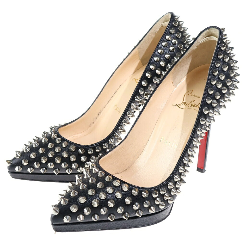 CHRISTIAN LOUBOUTIN(クリスチャンルブタン) スパイクスタッズ ポインテッドトゥ ハイヒールパンプス ブラック レザー
