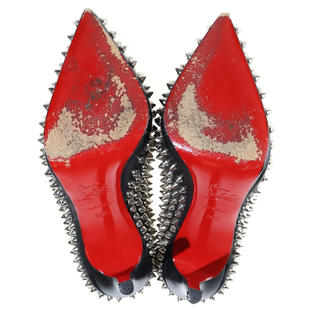 CHRISTIAN LOUBOUTIN(クリスチャンルブタン) スパイクスタッズ ポインテッドトゥ ハイヒールパンプス ブラック レザー