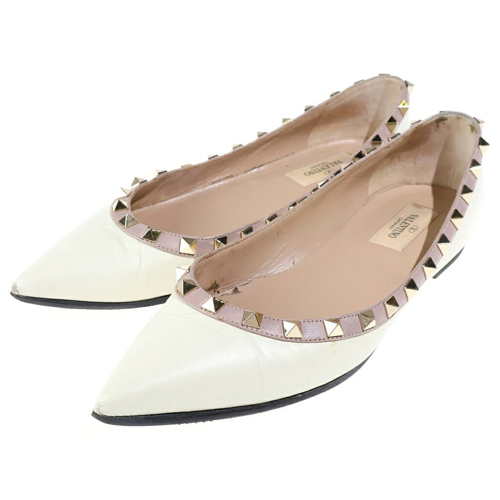 VALENTINO(ヴァレンティノ) ローヒール パンプス アイボリー レザー スタッズ