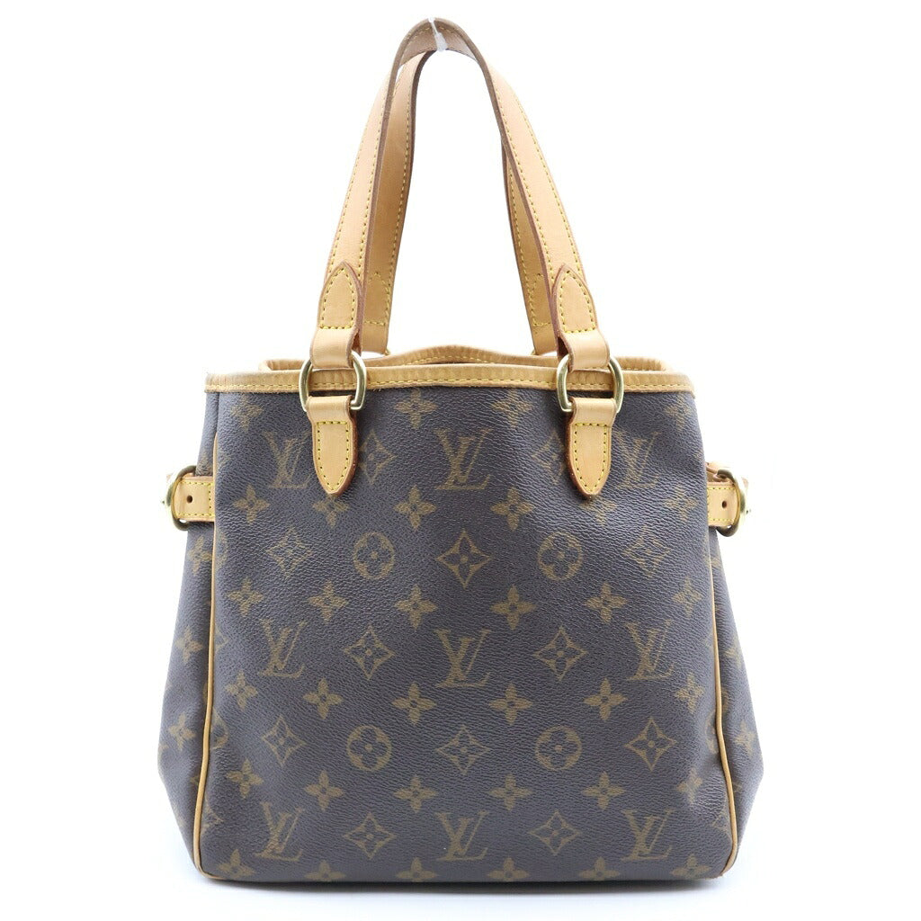 LOUIS VUITTON(ルイヴィトン) ノグラム バティニョール ハンドバッグ ミニトートバッグ ブラウン レザー×PVC M51156 ゴールド金具