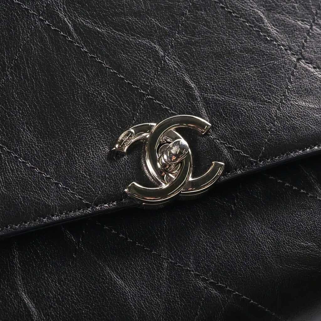 CHANEL(シャネル) マトラッセ26 SフラップWチェーンショルダーバッグ ブラック カーフスキン 25番台 シルバー金具