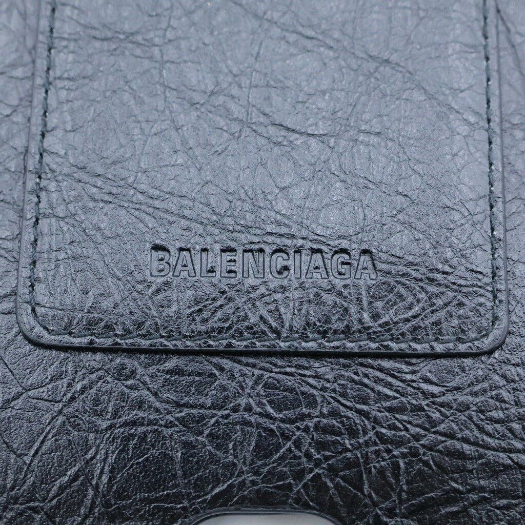 BALENCIAGA(バレンシアガ) バーティカル フォンホルダー ショルダー スマホケース レザー ブラック