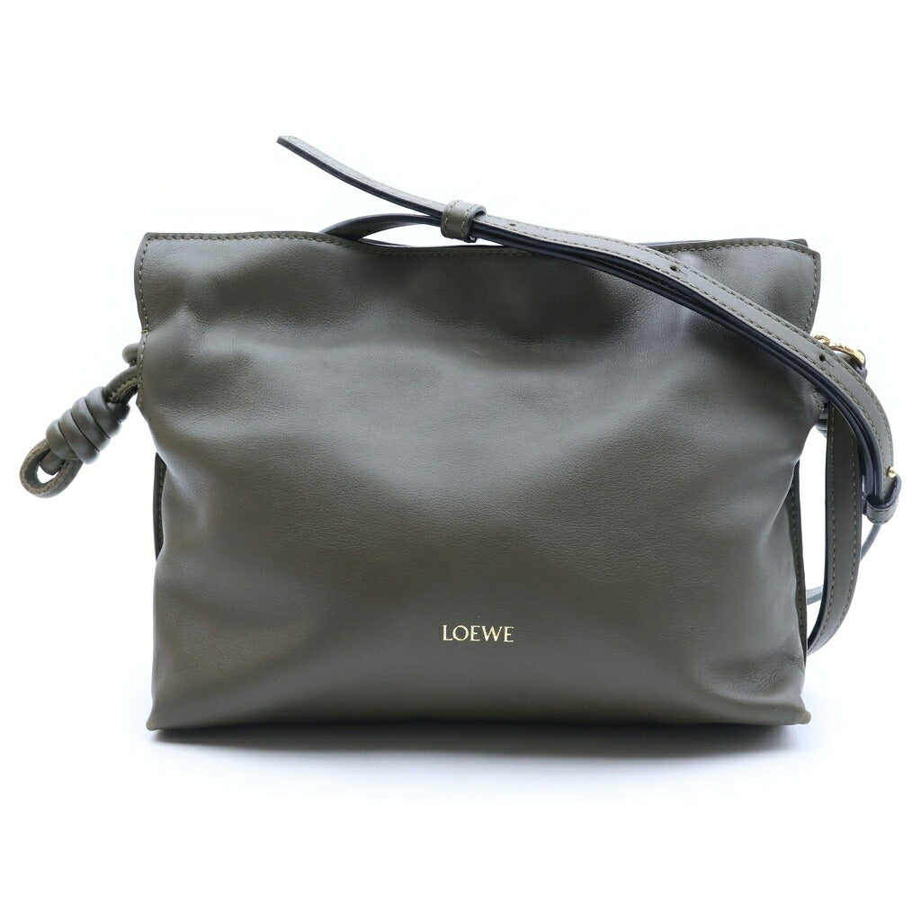 LOEWE(ロエベ) フラメンコクラッチ ミニ ショルダーバッグ カーキ グリーン オリーブ レザー ゴールド金具