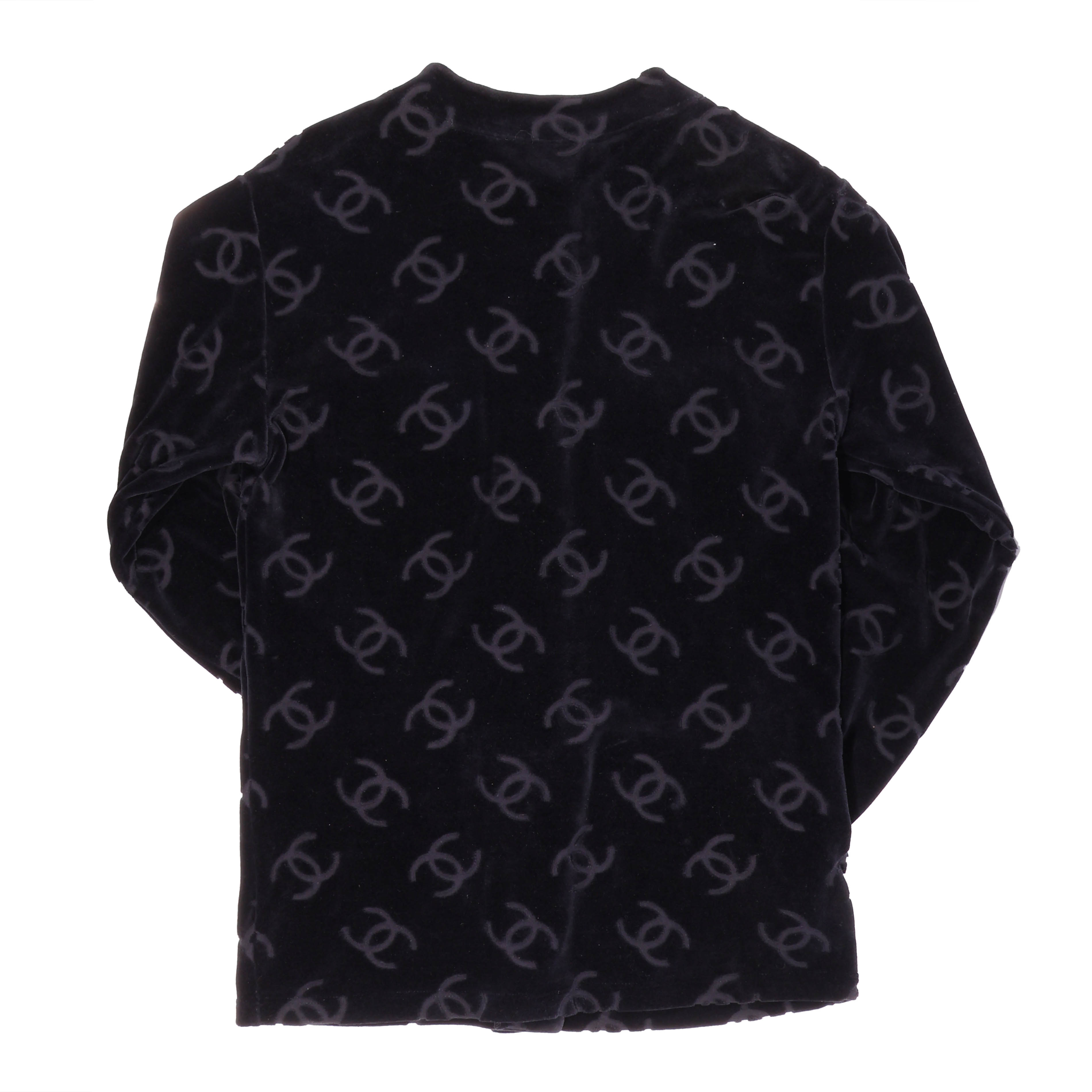 CHANEL(シャネル) ココマーク ココボタン カーディガン ジャケット ベロア コットン ブラック 38 ヴィンテージ