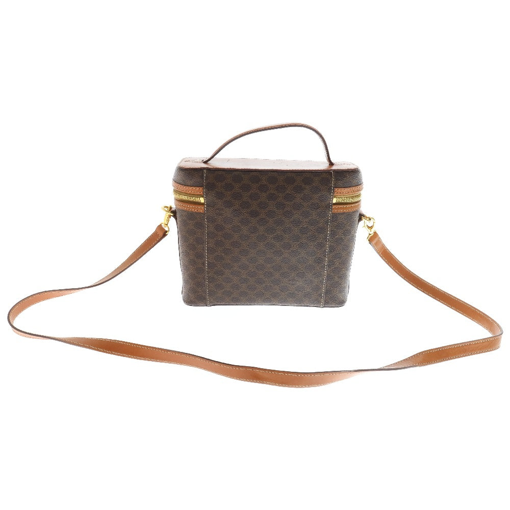 CELINE(セリーヌ) マカダム バニティバッグ ブラウン PVC×レザー ショルダーバッグ 斜め掛けバッグ ゴールド金具 ヴィンテージ