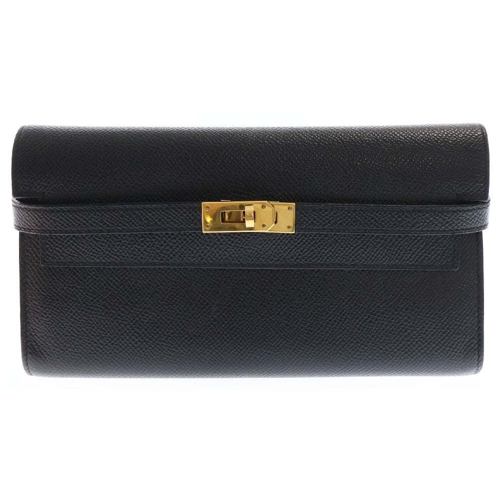 HERMES(エルメス) ケリーウォレット ロング ブラック エプソン ゴールド金具 D刻印 長財布