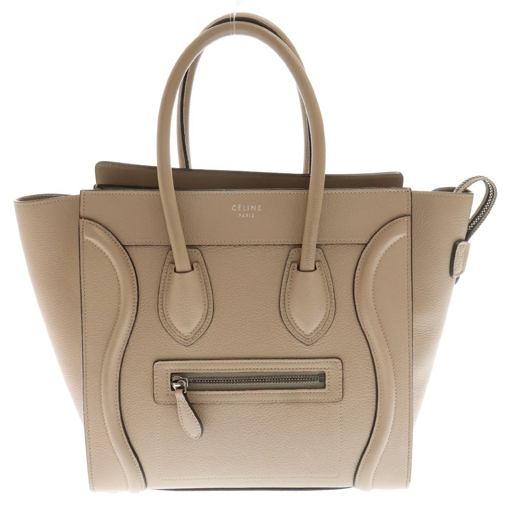 CELINE(セリーヌ) ラゲージ マイクロ ハンドバッグ トートバッグ シルバー金具 ベージュ レザー