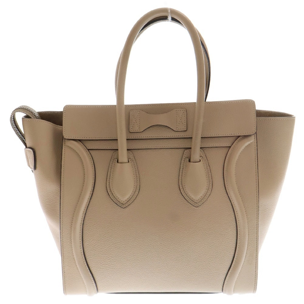 CELINE(セリーヌ) ラゲージ マイクロ ハンドバッグ トートバッグ シルバー金具 ベージュ レザー