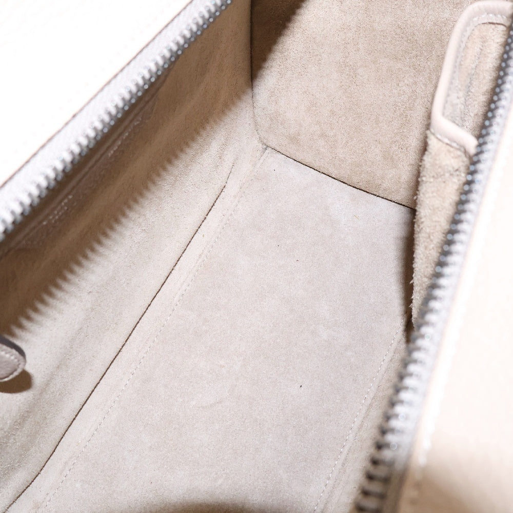 CELINE(セリーヌ) ラゲージ マイクロ ハンドバッグ トートバッグ シルバー金具 ベージュ レザー