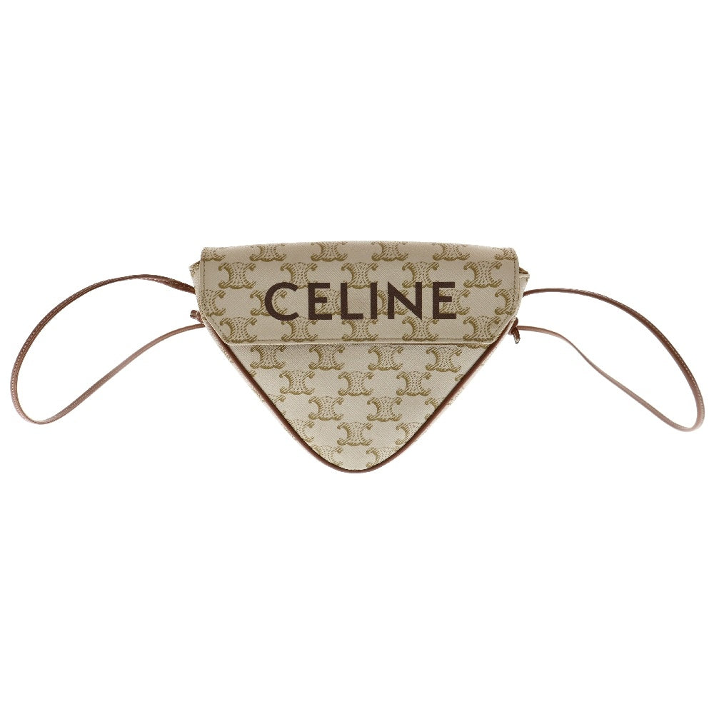CELINE(セリーヌ) トリオンフ トライアングル ミニショルダーバッグ ベージュ×ブラウン PVCレザー