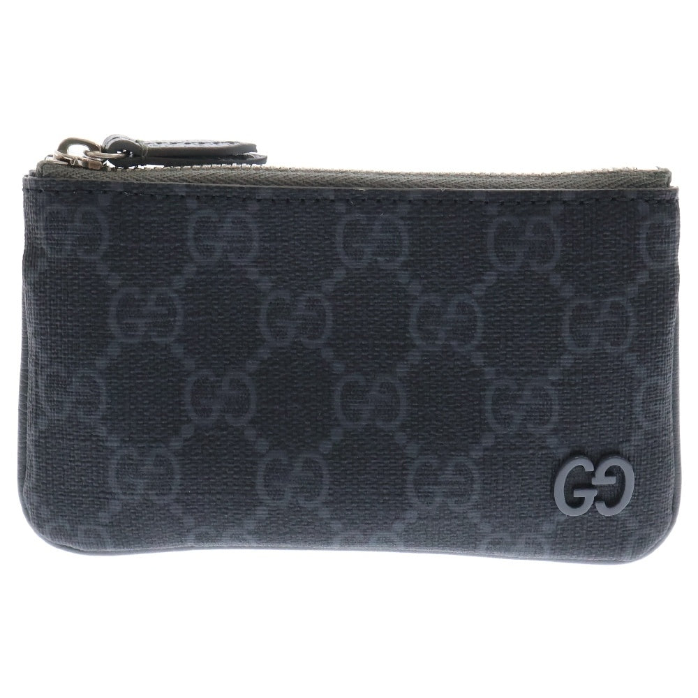 GUCCI(グッチ) GGスプリーム バイカラー ジップ キーケース コインケース ブラック×グレー 820666