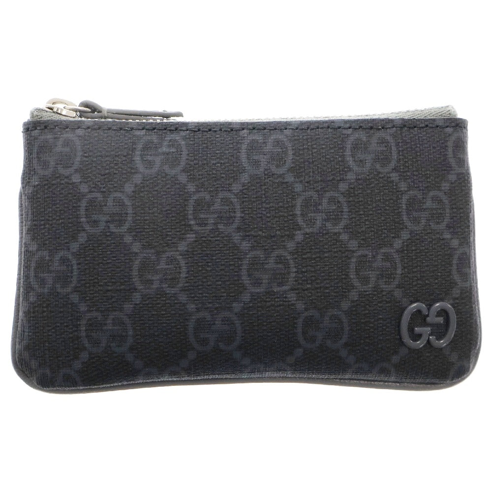GUCCI(グッチ) GGスプリーム バイカラー ジップ キーケース コインケース ブラック×グレー 820666