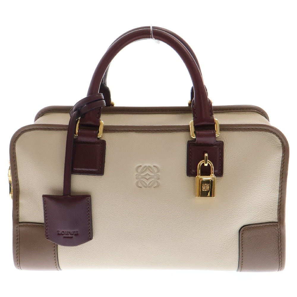 LOEWE(ロエベ) アマソナ28 ハンドバッグ ベージュ/ブラウン レザー