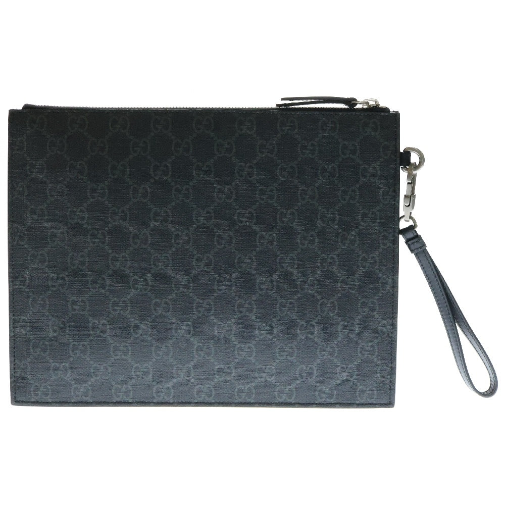 GUCCI(グッチ) GGスプリーム クラッチバッグ ウルフズヘッド 黒 PVC×レザー セカンドバッグ 547084