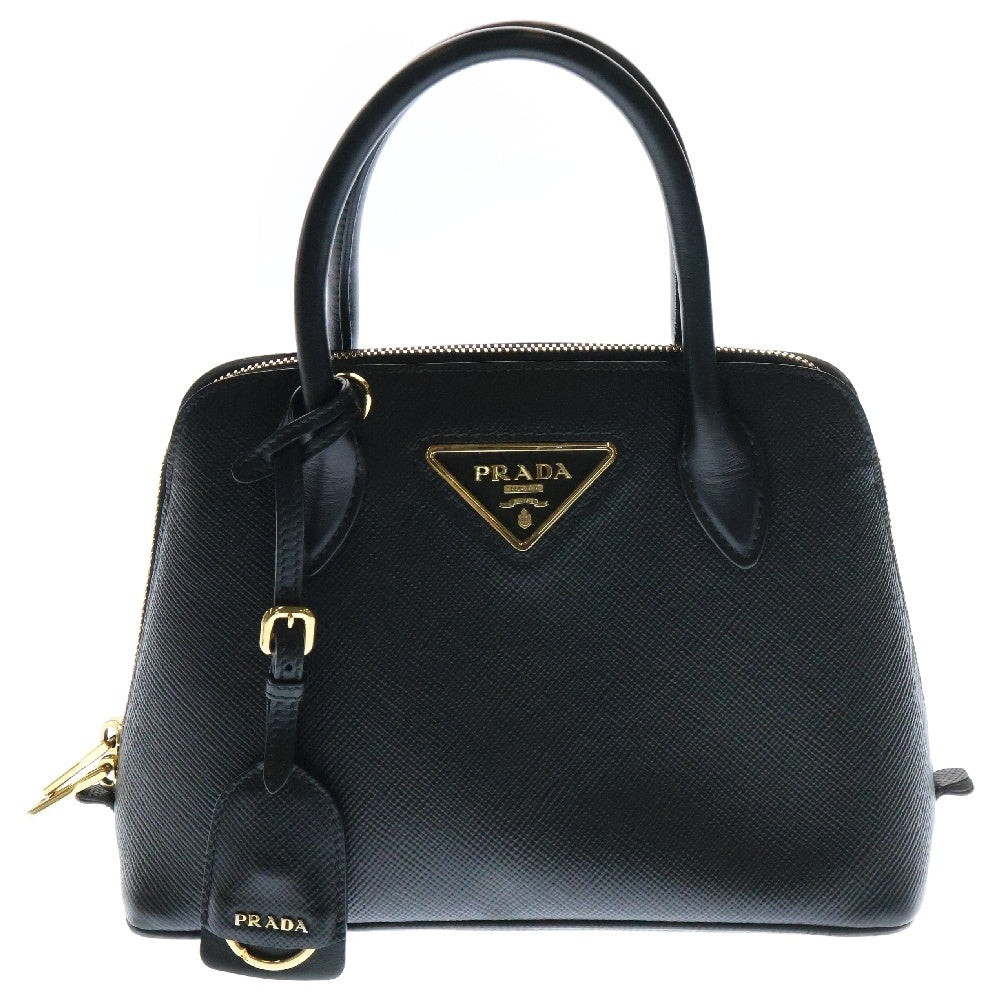 PRADA(プラダ) サフィアーノ 2wayハンドバッグ ショルダーバッグ ブラック トライアングルロゴ ゴールド金具 レザー 1BA269