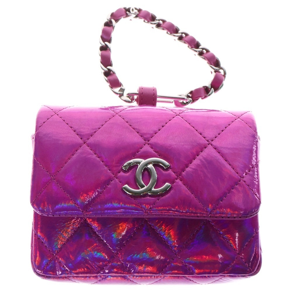 CHANEL(シャネル) イヤーズギフト ジュエルフック マトラッセ パテントレザー ポーチ ピンク