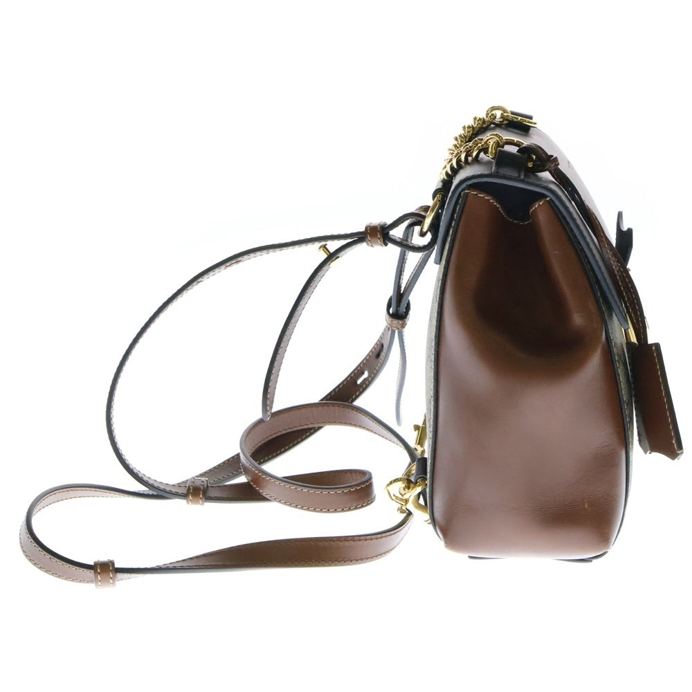 GUCCI(グッチ) GGスプリーム リュックサック バックパック ハンドバッグ ベージュ×ブラック PVC×レザー ゴールド金具 498194