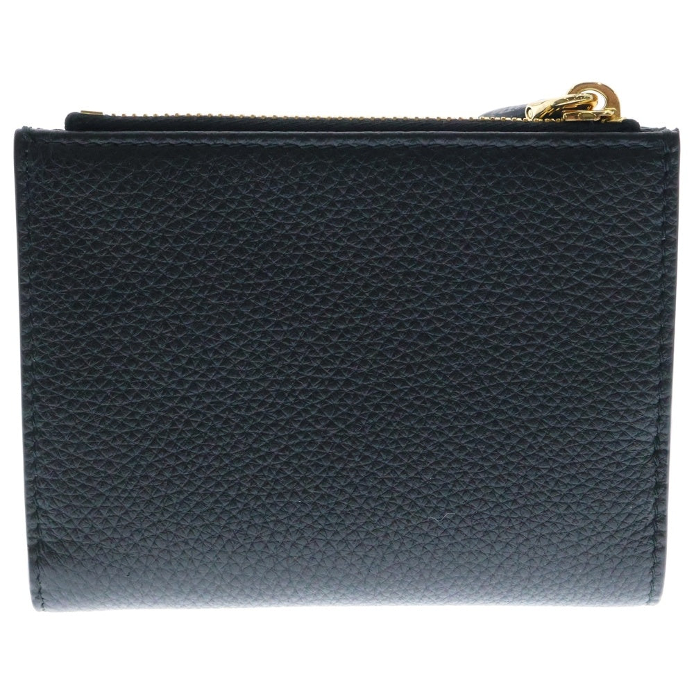 PRADA(プラダ) ヴィッテロダイノ 二つ折り財布 コンパクトウォレット トライアングルロゴプレート ゴールド金具 ブラック レザー 2ML049