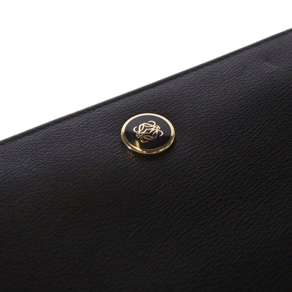 LOEWE(ロエベ) アナグラム ラウンドファスナー ロングウォレット 長財布 ブラック ゴールド金具 レザー