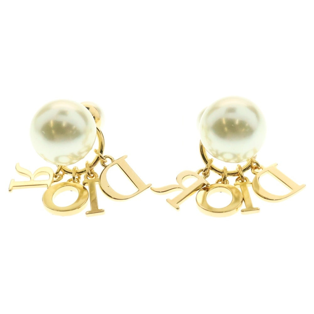 Christian Dior(クリスチャンディオール) ロゴ トライバル ピアス ラインストーン GP ゴールド アクセサリー