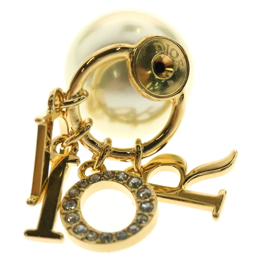 Christian Dior(クリスチャンディオール) ロゴ トライバル ピアス ラインストーン GP ゴールド アクセサリー