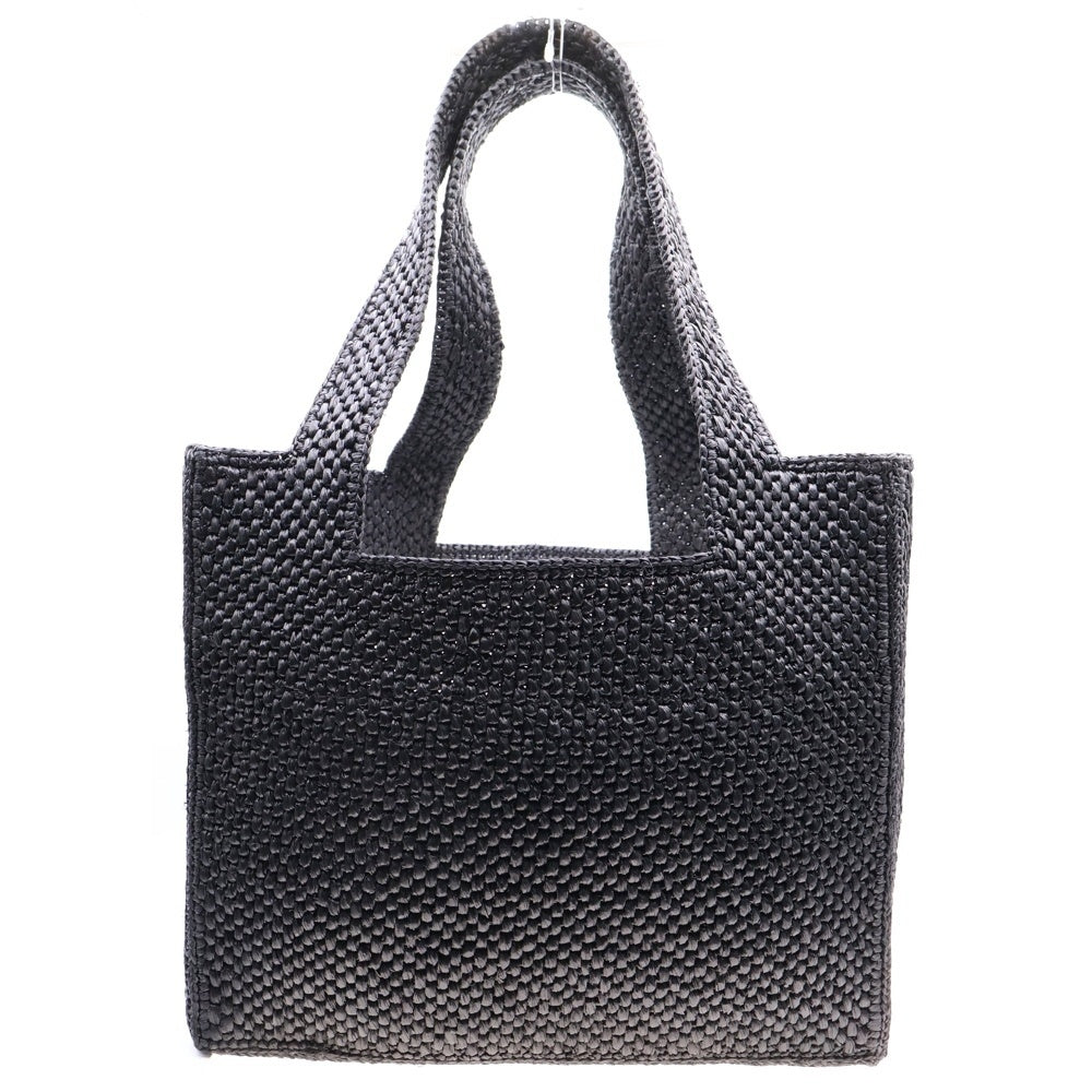 LOEWE(ロエベ) フォントバッグ ブラック ラフィア×レザー ミディアム ハンドバッグ ショルダーバッグ