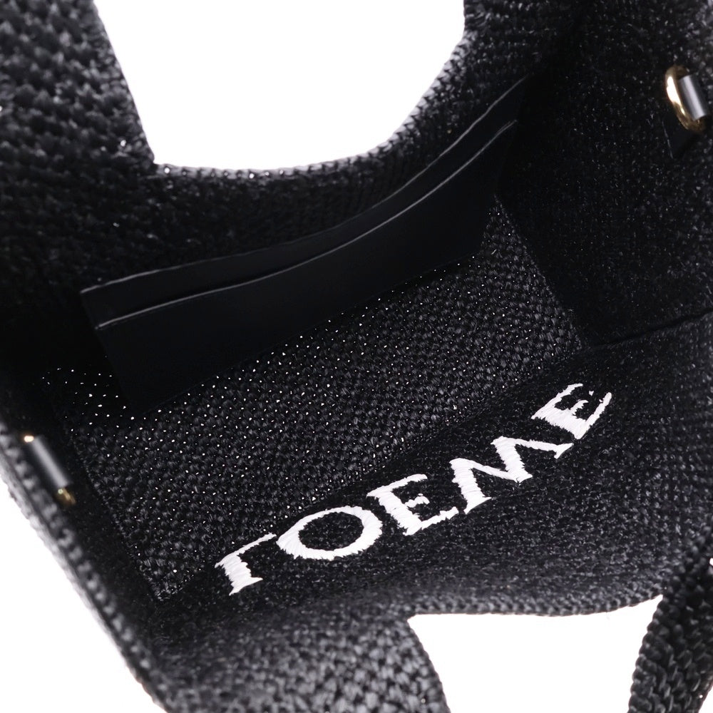 LOEWE(ロエベ) フォントバッグ ブラック ラフィア×レザー ミディアム ハンドバッグ ショルダーバッグ