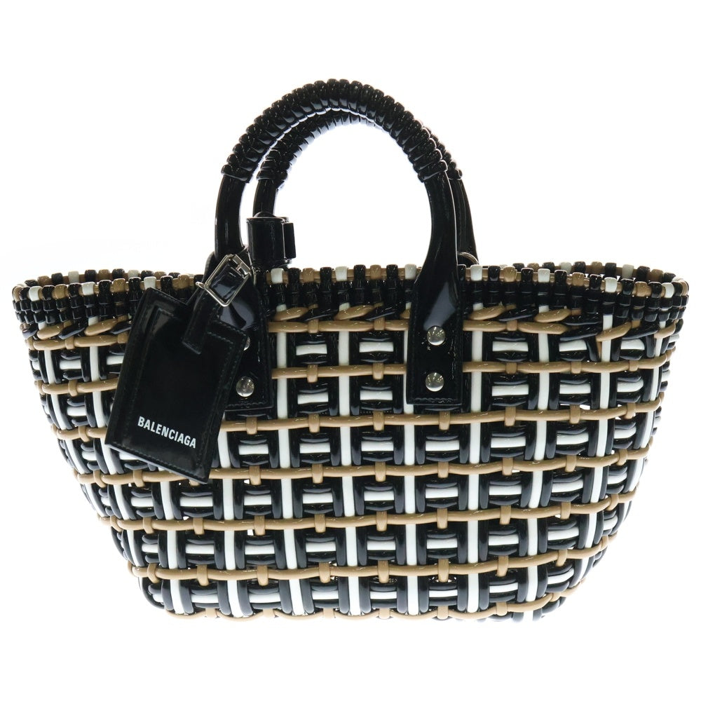 BALENCIAGA(バレンシアガ) ビストロXS バケットバッグ 2WAY ハンドバッグ ショルダーバッグ ブラック×ブラウン エナメル 671342