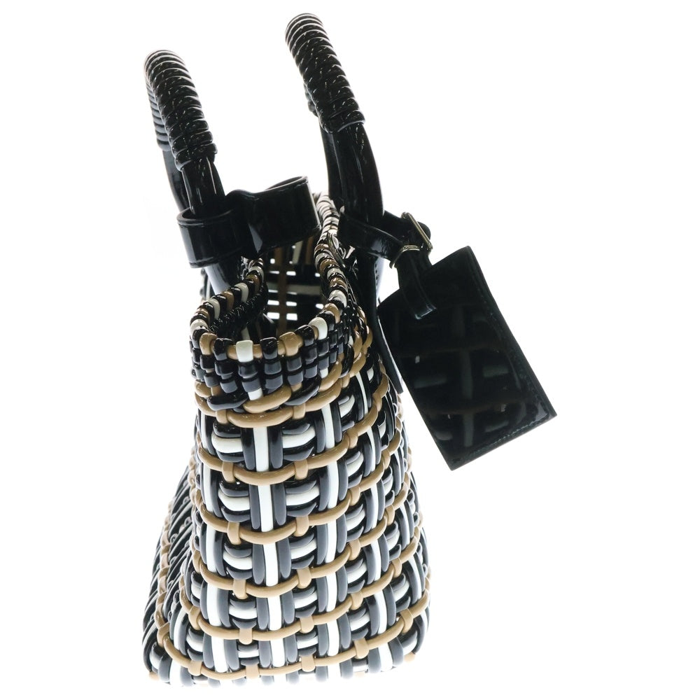 BALENCIAGA(バレンシアガ) ビストロXS バケットバッグ 2WAY ハンドバッグ ショルダーバッグ ブラック×ブラウン エナメル 671342