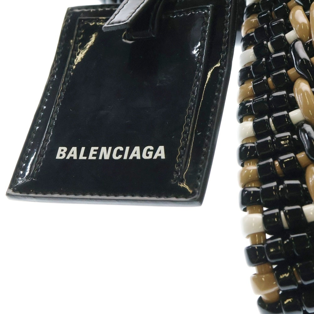 BALENCIAGA(バレンシアガ) ビストロXS バケットバッグ 2WAY ハンドバッグ ショルダーバッグ ブラック×ブラウン エナメル 671342