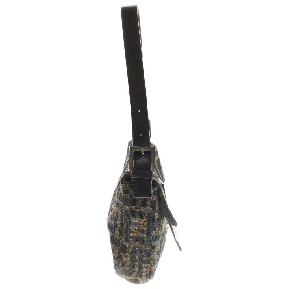 FENDI(フェンディ) ズッカ柄 マンマバケット ワンショルダー ハンドバッグ キャンバス×レザー ブラウン シルバー金具