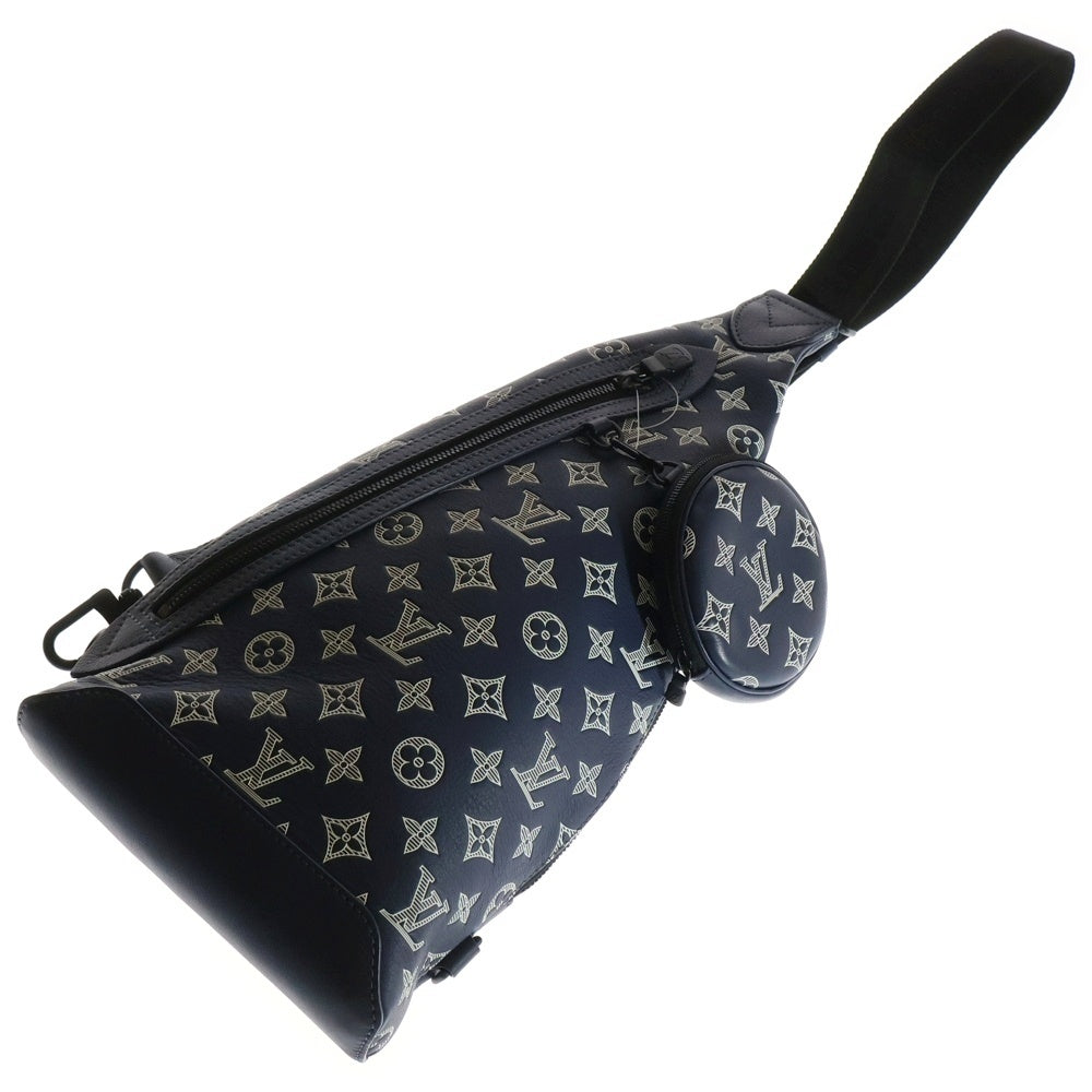 LOUIS VUITTON(ルイヴィトン) モノグラムシャドウ スリングバッグ デュオ ボディバッグ ウエストバッグ ショルダーバッグ ネイビー レザー M24751