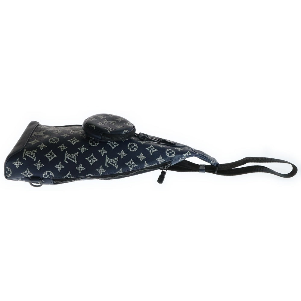 LOUIS VUITTON(ルイヴィトン) モノグラムシャドウ スリングバッグ デュオ ボディバッグ ウエストバッグ ショルダーバッグ ネイビー レザー M24751