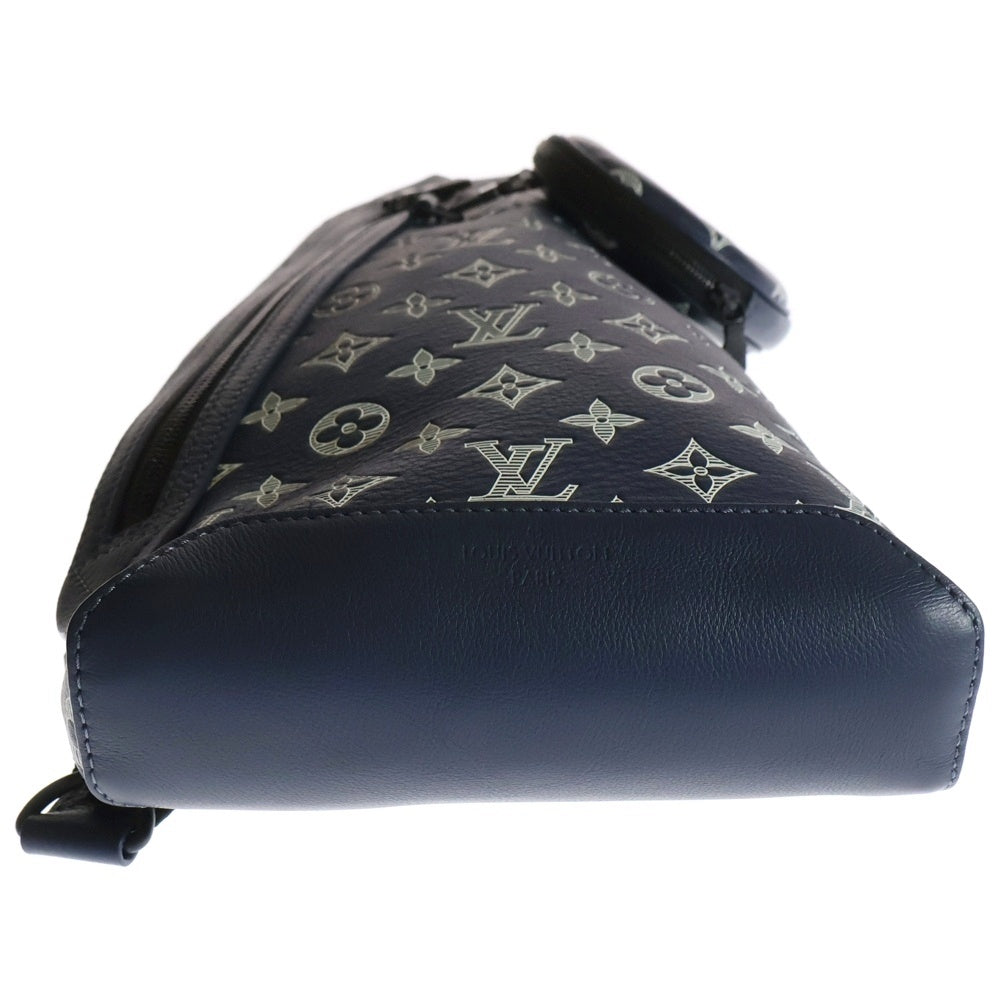 LOUIS VUITTON(ルイヴィトン) モノグラムシャドウ スリングバッグ デュオ ボディバッグ ウエストバッグ ショルダーバッグ ネイビー レザー M24751