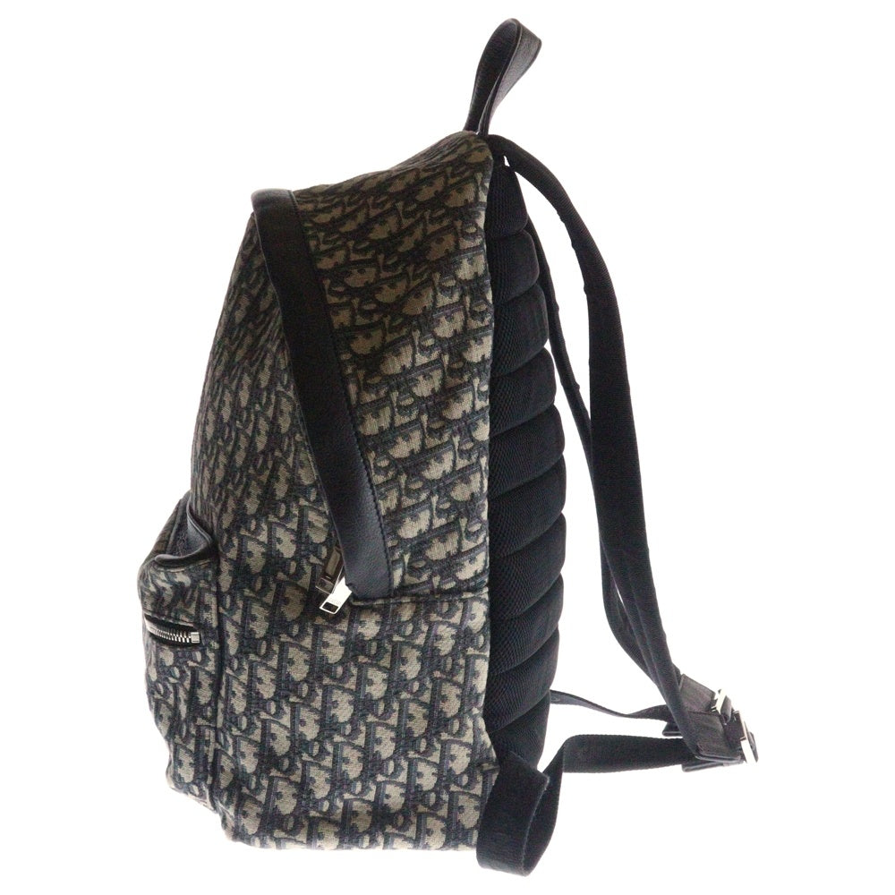DIOR(ディオール) オブリーク バックパック リュックサック シルバー金具 ネイビー キャンバス×レザー