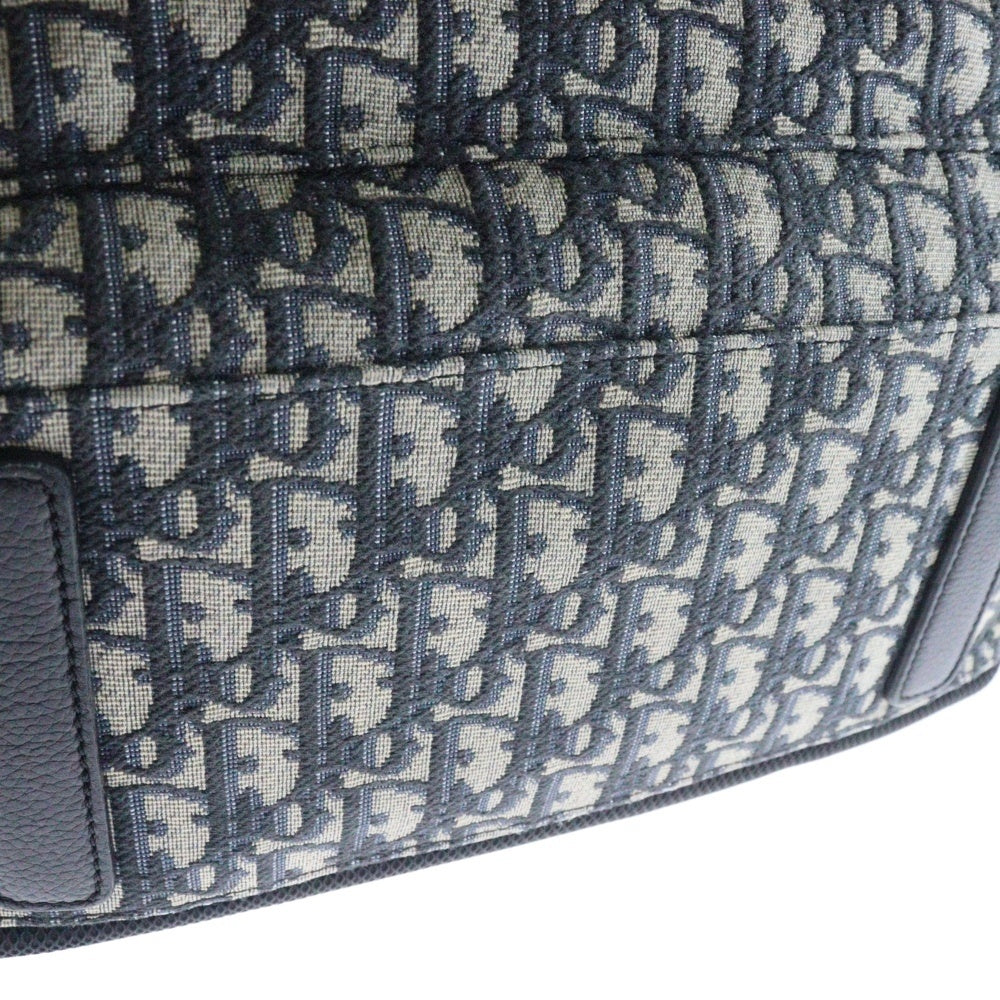 DIOR(ディオール) オブリーク バックパック リュックサック シルバー金具 ネイビー キャンバス×レザー