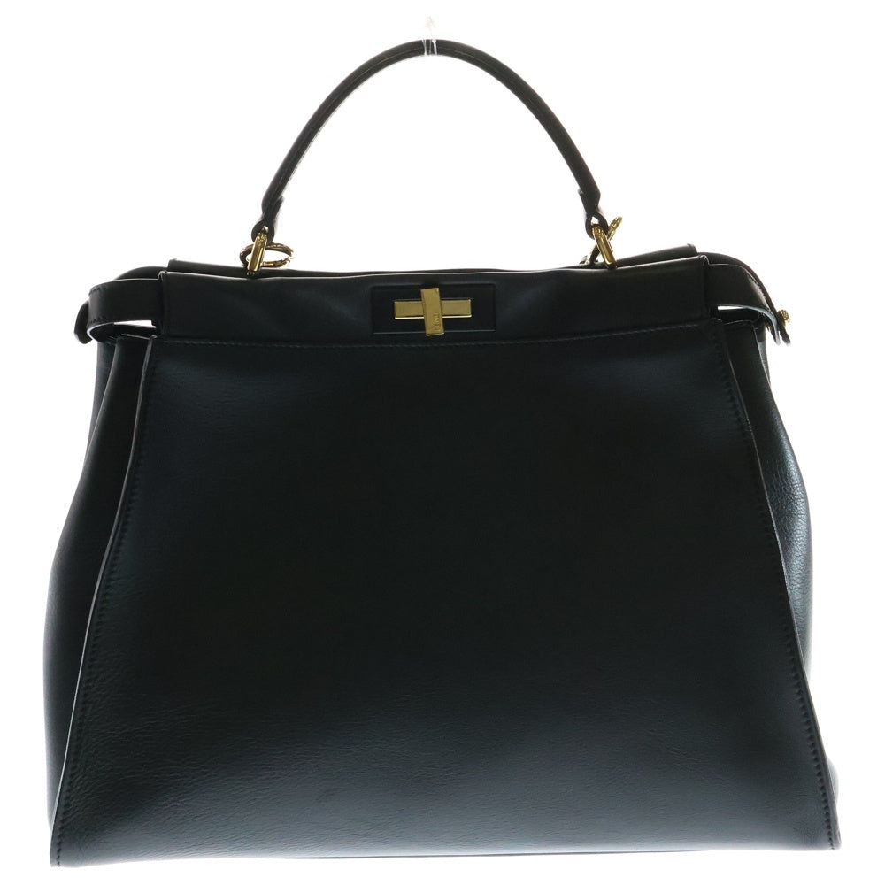 FENDI(フェンディ) ピーカブー ラージ 2WAYバッグ ハンドバッグ ショルダーバッグ ブラック ゴールド金具 レザー 8BN210