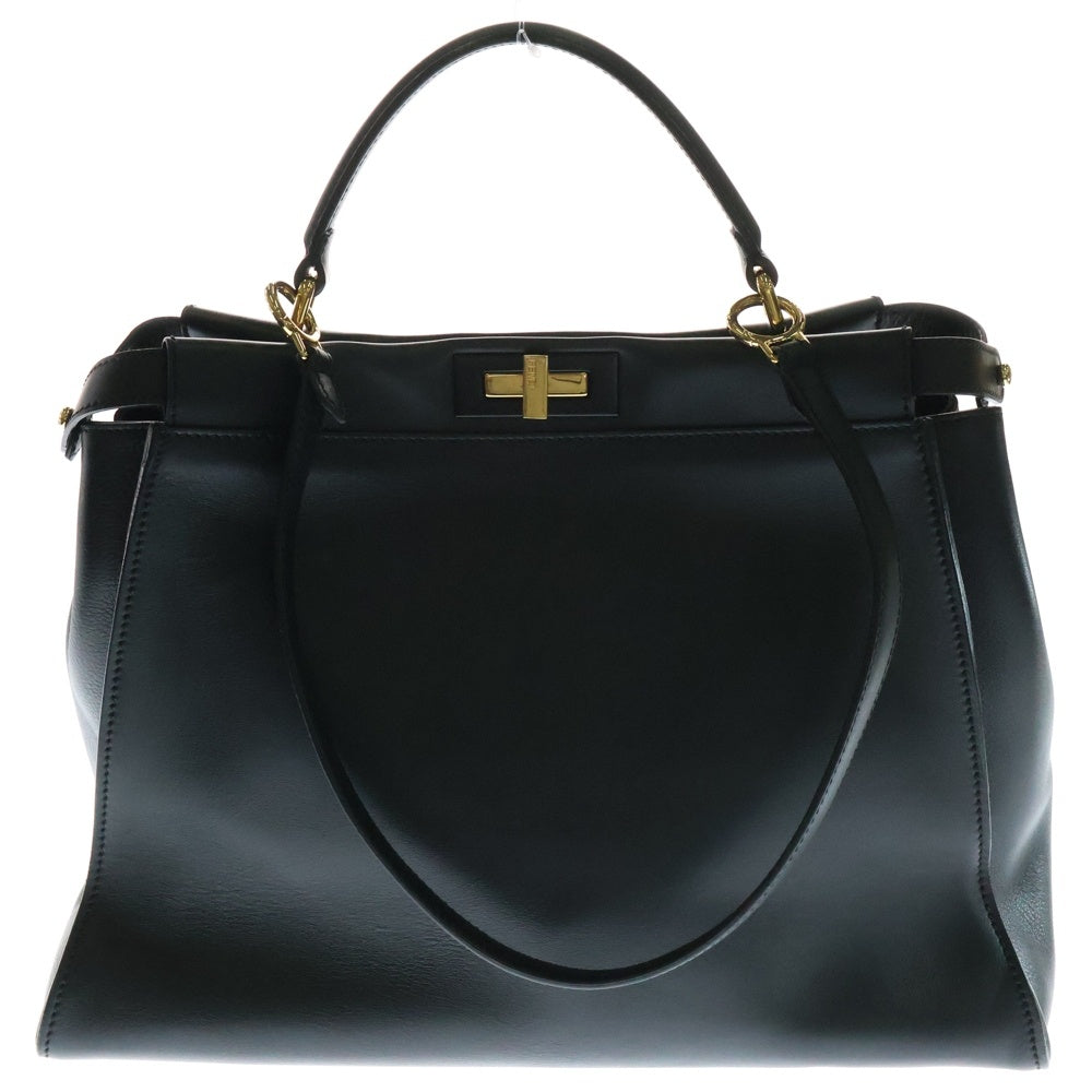 FENDI(フェンディ) ピーカブー ラージ 2WAYバッグ ハンドバッグ ショルダーバッグ ブラック ゴールド金具 レザー 8BN210