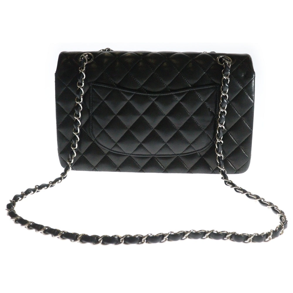 CHANEL(シャネル) マトラッセ25 ダブルフラップ ダブルチェーン ショルダーバッグ ハンドバッグ ブラック ラムスキン シルバー金具